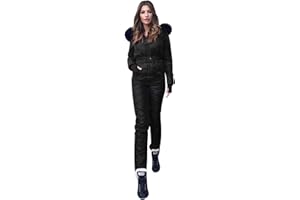 FAVIPT Snow Suits For Women One Piece Ski Suits Winter Warm Outdoor Sports Jumpsuits Plus Size Windproof Fur Collar Coat