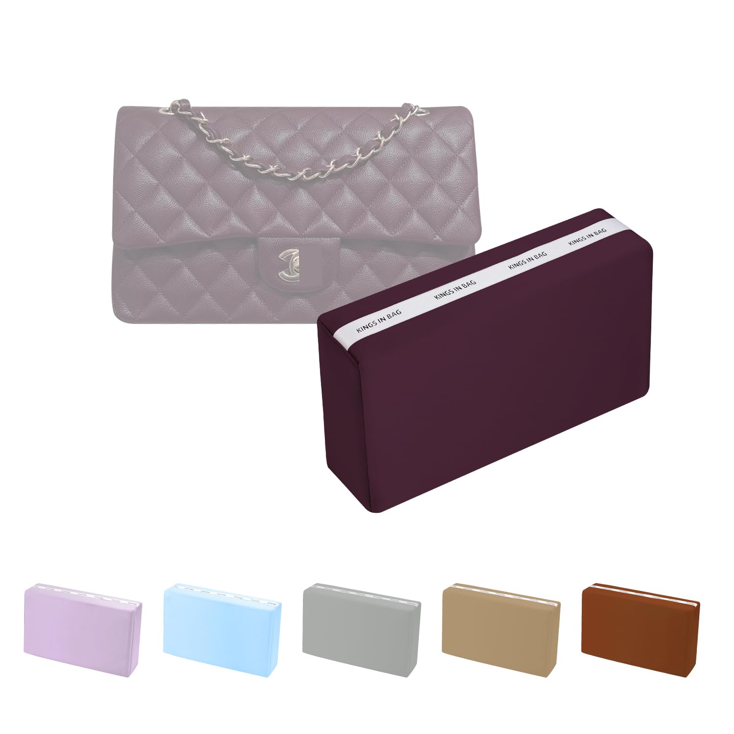 Purse Shaper Cushion Insert for Chanel Flap Bags, Luxury Pocket Shaper with Lightweight Satin, Fits Chanel Classic Flap Medium 25, Satin Finish with Memory Foam Interior