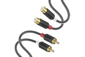 J&D 2 RCA Extension Cable, RCA Cable Gold Plated Audiowave Series 2 RCA Male to 2 RCA Female Stereo Audio Cable with PVC Shel