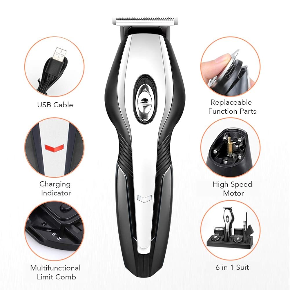 Beard Trimmer for Men, Rechargeable Cordless Kit with Stand Waterproof