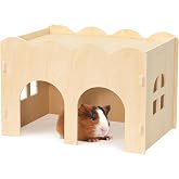 Bifeaw Natural Wooden Chew-Proof Guinea Pig Hideout | for Small Pets