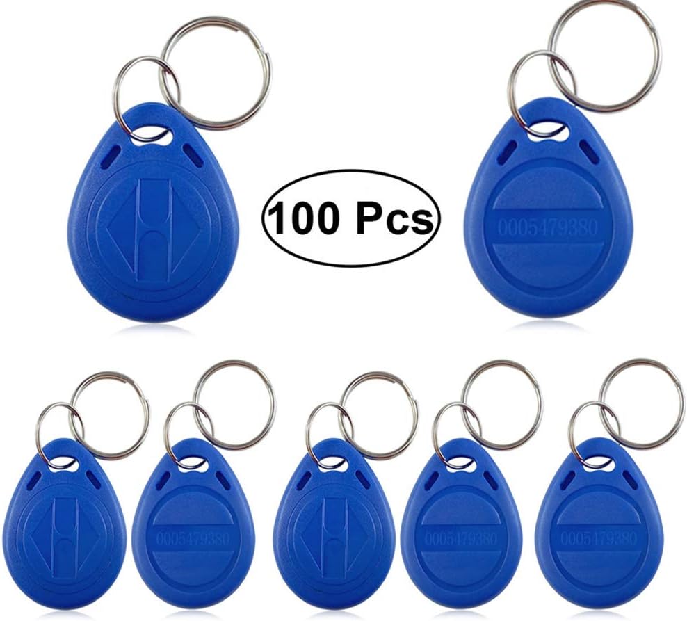 AMAO 100Pack 125Khz RFID Writable Keychains Proximity Em ID Card T5577