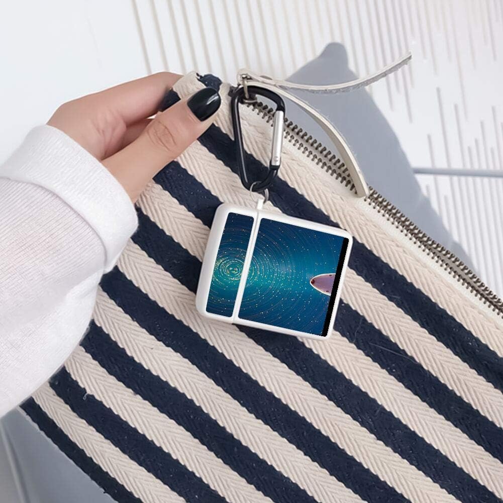 White Flexible Silicone Airpods Case Polar Bear on Starry Night Light Shock-Absorption Cover with Key-Chain