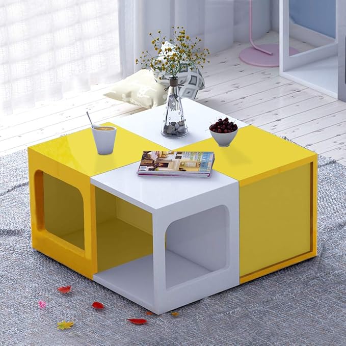 Ofcasa 4 X High Gloss Coffee Table With Storage Multifunctional Bookcase Small Side Lamp Table Modern Furniture 40x40cm Amazon Co Uk Kitchen Home