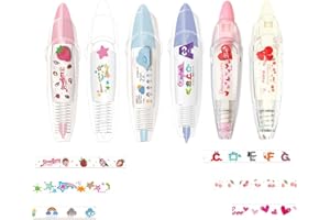 Yharnamite Lot de 6 stylos adhésifs décoratifs à faire soi-même, jolis stylos décoratifs à motif de dessin animé créatif pour