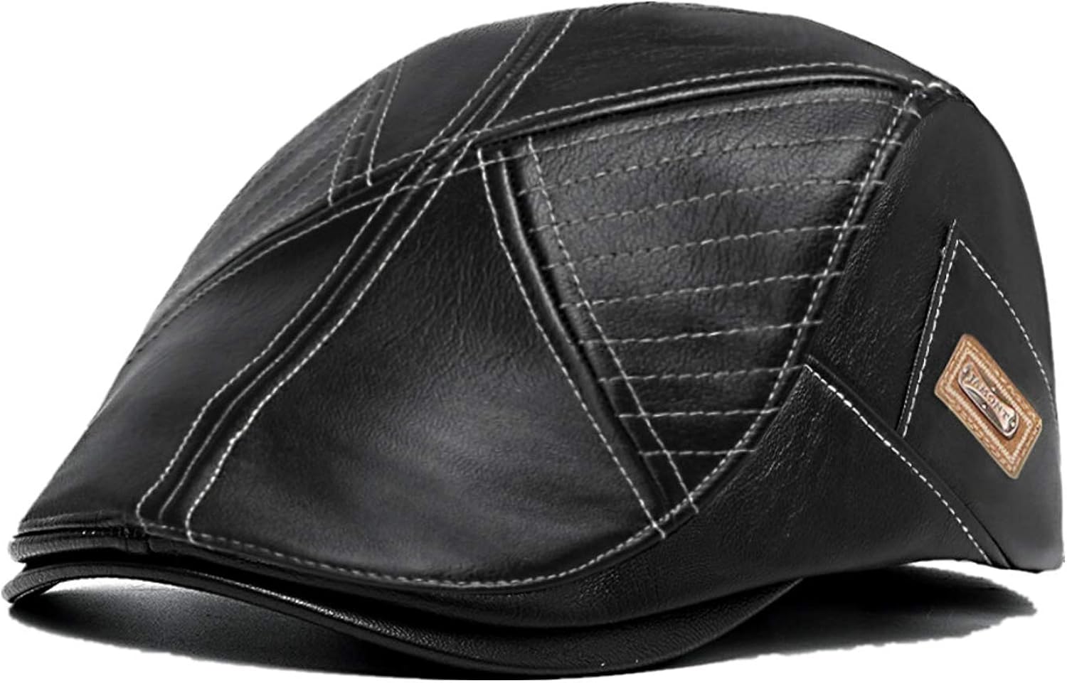 HIQIU Schiebermütze Herren Aus PU-Leder - Verstellbare Flatcap Für Alle Jahreszeiten