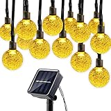 Lumitify Globe Solar String Lights, 19.7ft 30 LED Fairy Crystal Ball Lights, Outdoor Decorative Solar Lights for Christmas Home, Garden, Patio, Lawn, Party and Holiday(Warm White)