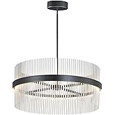 ET2 Lighting E34257-BKSN Chimes - 36.5W 2 5CCT LED Pendant-15 Inch Tall and 33.75 Inch Wide, Finish Color: Black/Satin Nickel