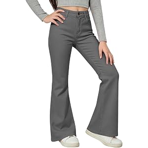 School Uniform Pants for Girls High Waist Flare Leg Dress Bell Bottoms | Girls Flare Leggings Kids School Uniform Bell Bottom