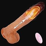 Thrusting Dildo Vibrator Sex Toys - 8.8" 3IN1Heated Realistic G-Spot Anal Vibrating Dildo with 3 Telescopic & 5 Vibration Mod