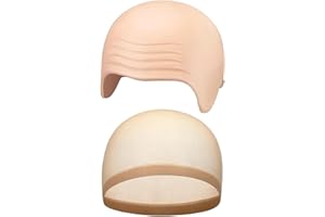 Unsttna 2 Pieces Halloween Bald Cap Makeup Latex Bald Head Wig Caps Cosplay Costume for Adults