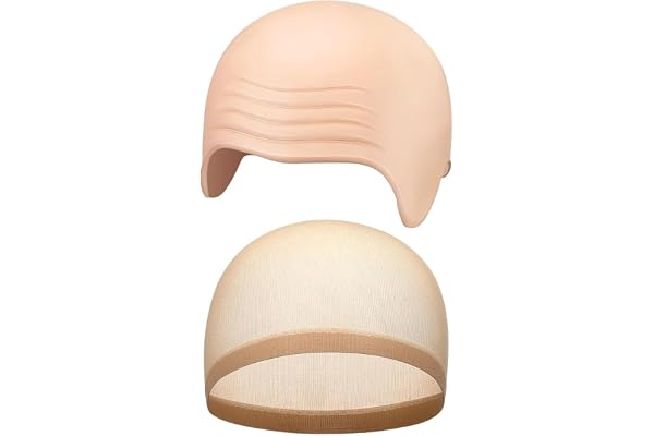 Unsttna 2 Pieces Halloween Bald Cap Makeup Latex Bald Head Wig Caps Cosplay Costume for Adults