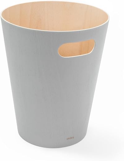 Umbra Woodrow 2 Gallon Modern Wooden Trash Can Grey/Natural