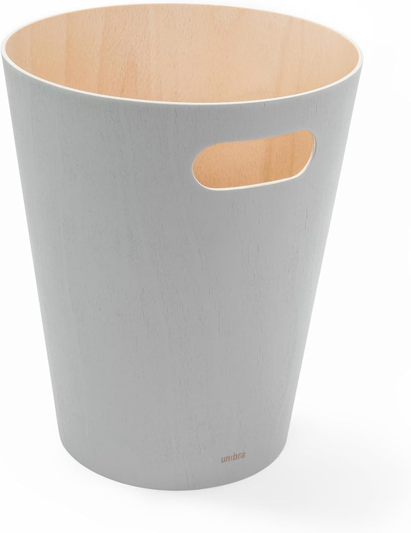 Umbra Woodrow 2 Gallon Modern Wooden Trash Can Grey/Natural