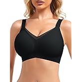 Ellareese Wireless Bras for Women with Support V Mesh No Underwire Everyday Bras Full Coverage Push Up Bralette