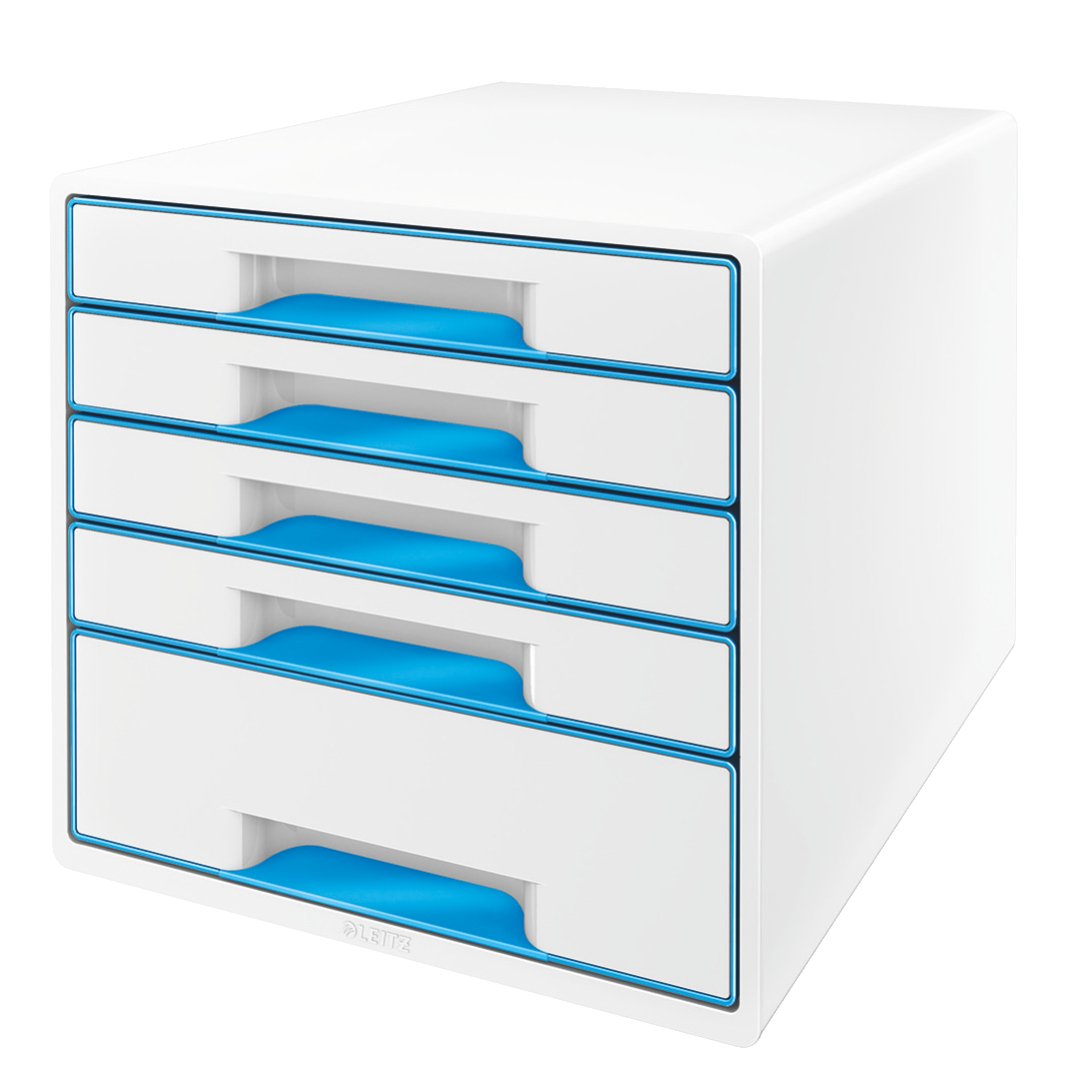 Leitz 52142036 A4 "Wow" Cube 5 Drawers Filling Unit - White/Blue