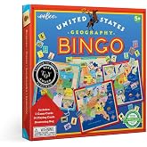 eeBoo: United States Geography Bingo Game, for 2 to 6 Players, Includes 6 Game Cards, 84 Playing Cards, &amp; Drawstring Bag, for Ages 5 and up