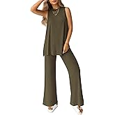 PRETTYGARDEN Women's 2 Piece Lounge Set 2026 Summer Casual Tank Top Wide Leg Pants Matching Travel Outfits Clothes Tracksuit