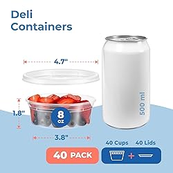 Fit Meal Prep 40 Pack 8 oz Deli Containers with