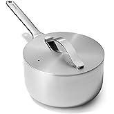 Caraway Stainless Steel Sauce Pan (3 Qt) - 5-Ply Stainless Steel - Oven Safe & Stovetop Agnostic - Non Toxic, PTFE & PFOA Free