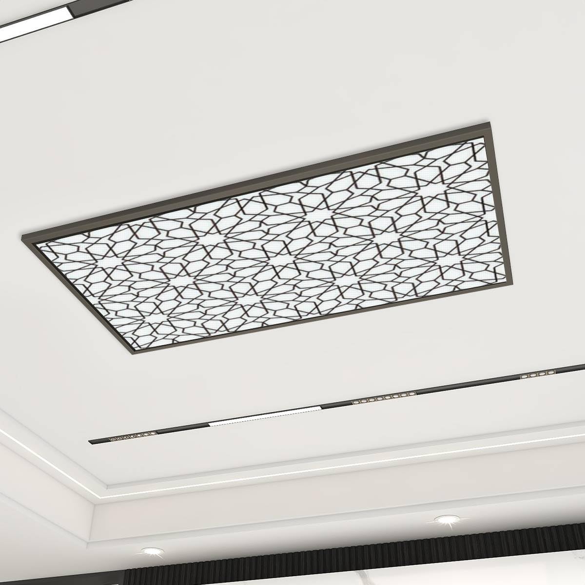 Photo 1 of Decorative Fluorescent Light Covers for Ceiling Lights Arabesque girih ornate Arabian Traditional Light Covers for Ceiling Lights Classroom Office