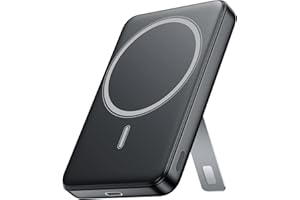 10000mAh Wireless Magnetic Power Bank with USB C Charging and Stand, Travel Essential for Magsafe Battery Pack Compatible wit