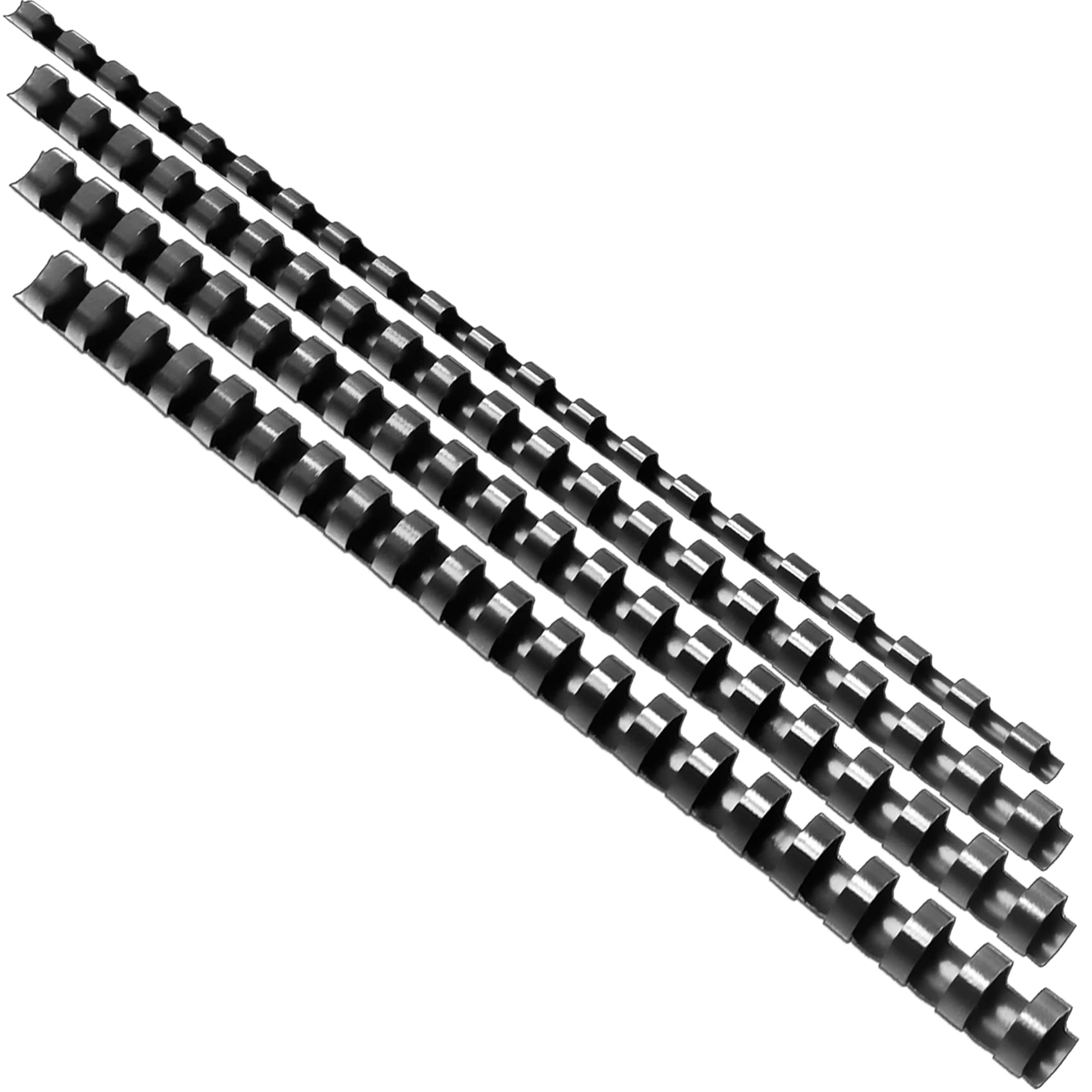 FOSHISY Multi Sizes Plastic Binding Combs, 21 Ring A4 Comb Binding Spines, 6mm+8mm+10mm+12mm, Pack of 50, Black