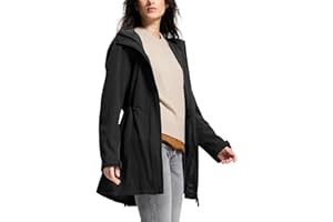 SaphiRose Women's Waterproof Rain Jacket with Fleece Lining Hooded Windbreaker Long Warm Outdoor Softshell Coat