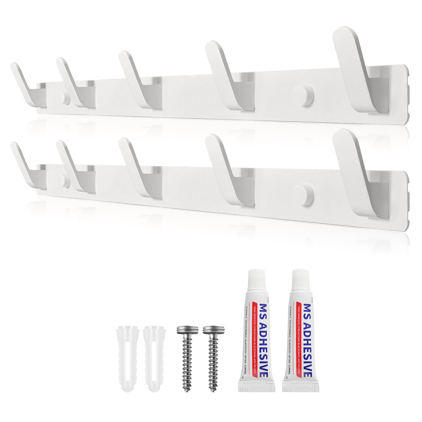 Sevenpers Coat Hangers Wall Mounted, Wall Coat Racks (2 Pack), Heavy Duty Coat Hooks, Wall Hanger with 5 Hooks, Clothes Hooks for Hanging Coats, Towels, Bags