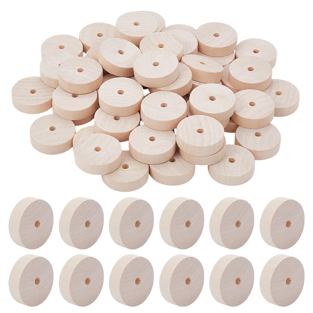 OLYCRAFT 150Pcs 35x10mm Wooden Craft Wheels 5mm Hole Unfinshed Wooden Wheel Blank Small Wood Wheels Flat Round Wooden Craft Wheels for DIY Model Cars Wood Crafts Supplies