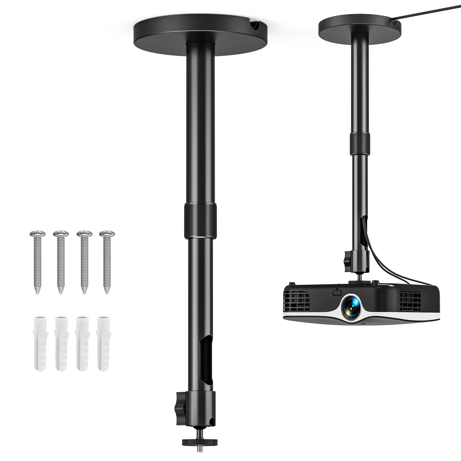Photo 1 of Projector Ceiling Mount, 10.8" - 15" Extendable Length Ceiling Projector Stand with 1/4" Screw, Compatible with TMY, HAPPRUN, Aurzen & Most Device, 360° Rotation & 120° tilt for Ceiling Wall Use