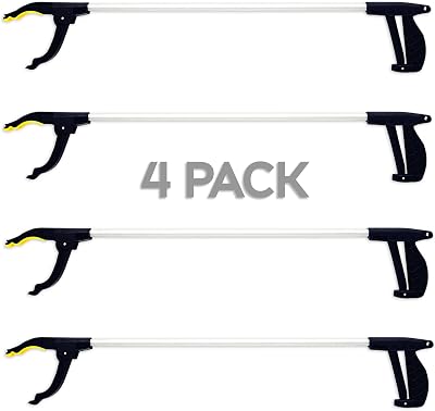 1ABOVE Garden Leaf Grabber Stick Litter Picker 4 Pack Reaching Tool