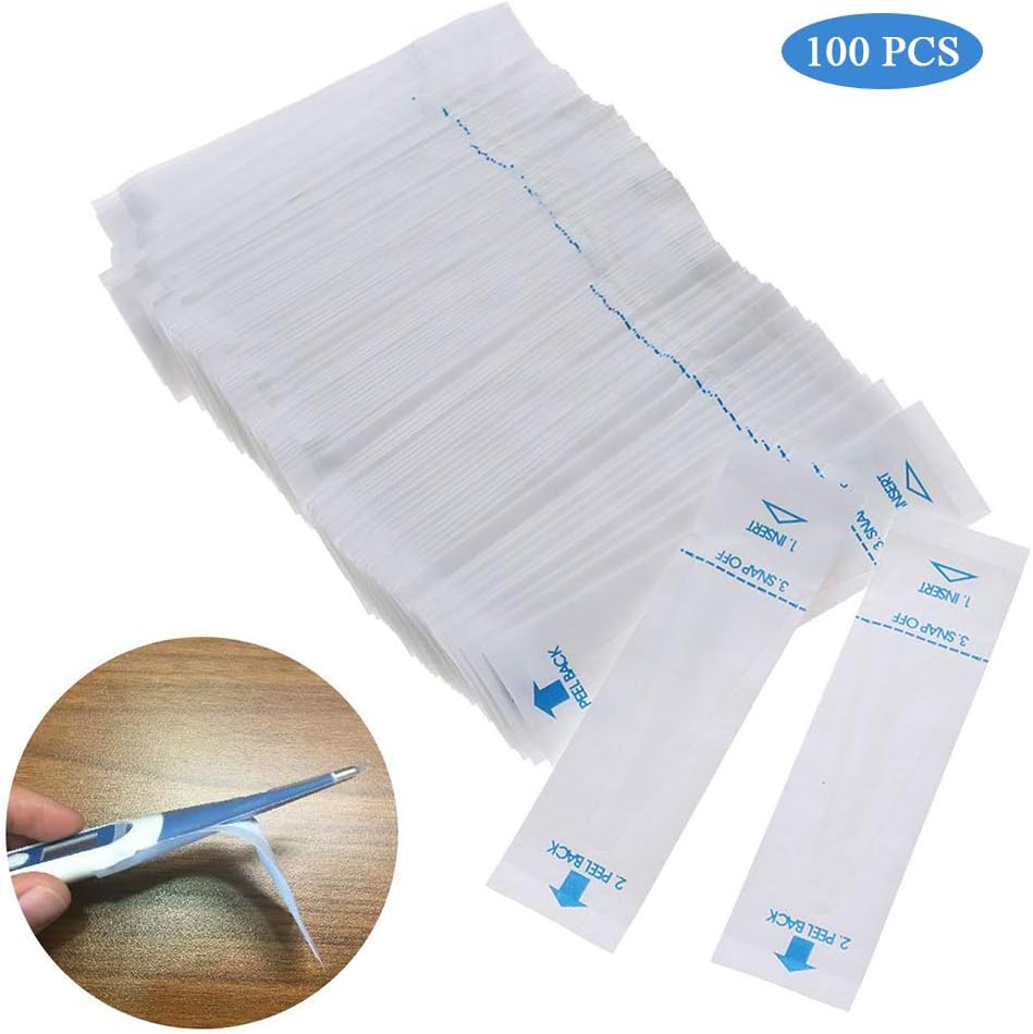 100Pcs Digital Thermometer Probe Covers 8.8x2.5cm, Disposable Universal Electronic Thermometer Cover, Safe Thermometers Sleeve Prevent Cross-Contamination