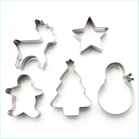 Amazon Co Jp クリスマスのステンレス鋼のクッキー型 雪の結晶 クリスマス ツリー トナカイ ジンジャーブレッド 雪だるまのベーキングツールセット ベーキング用品のガジェットとセットの5ピースケーキ型 ホーム キッチン