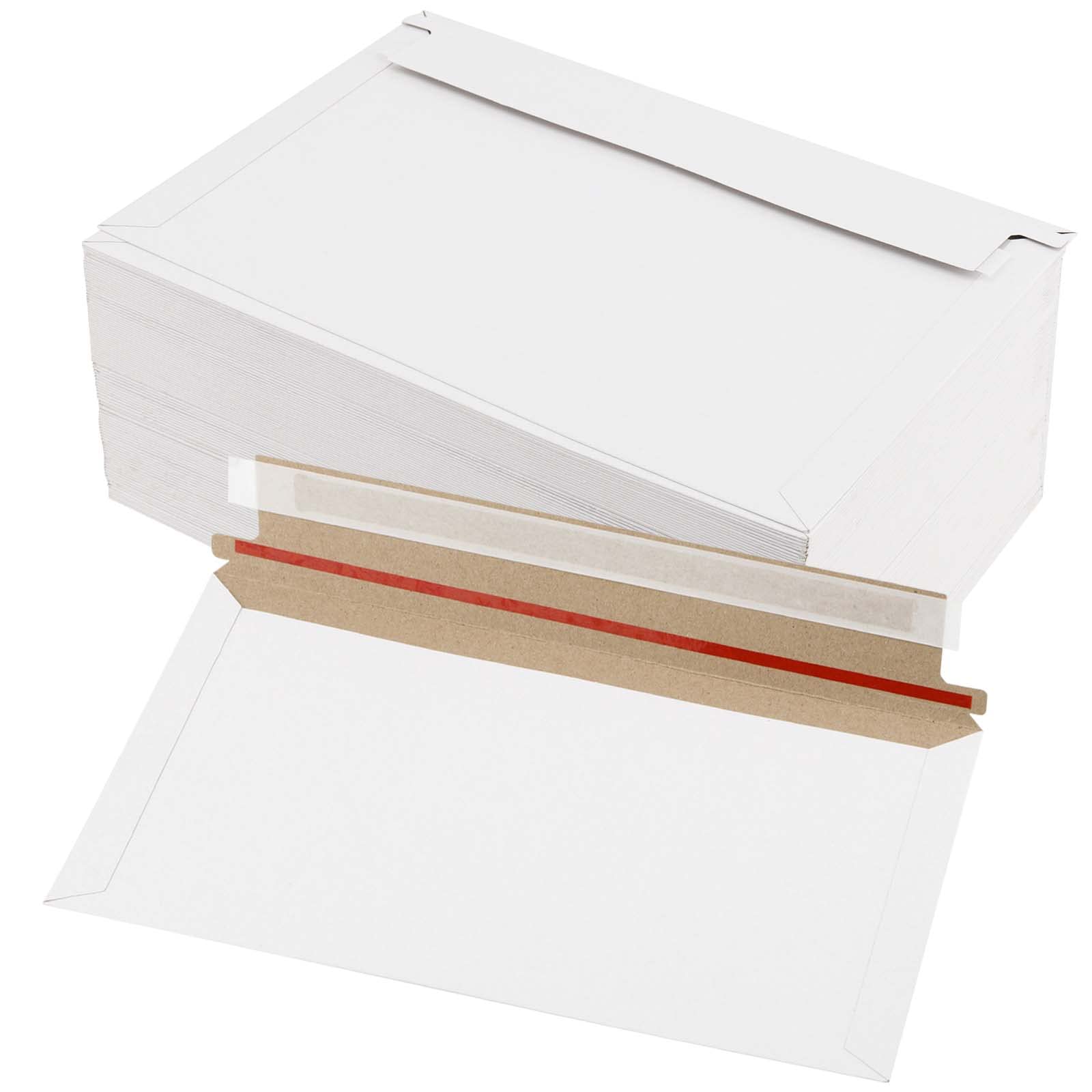 HEIHAK 100 Pack A5 C5 Cardboard Envelopes White, 250x160mm Rigid Mailer Envelopes with Peel and Seal Strip for Posting and Mailing