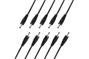 COOLM 10 Pack 3.5mm x 1.35mm DC Power Male Plug Jack to Bare Wire Open End Pigtail Power Cable Cord 3.5x1.35mm for DC Power Supply IP Camera CCTV Security Camera Surveillance Cable Repair Replacement