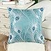 CaliTime Pack of 2 Throw Pillow Covers Cases for Couch Sofa Home Decoration Modern Peacock Feathers 18 X 18 Inches Teal