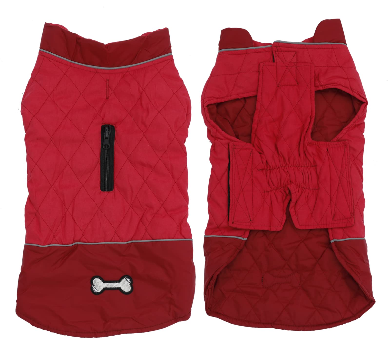 Geyecete dog coats waterproof with harness hole - Windproof Snowsuit puppy coats for small dogs Dog Clothes Outfit Vest Pets-Red-XL