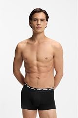 HUGO Mens Black Stretch Cotton Logo Waistband Trunks Five Pack Box view 2