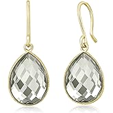 Gem Stone King 13.00 Cttw Green Prasiolite Dangle Earrings For Women | 18K Yellow Gold Plated Silver | Gemstone Birthstone | Pear Shape 16X12MM