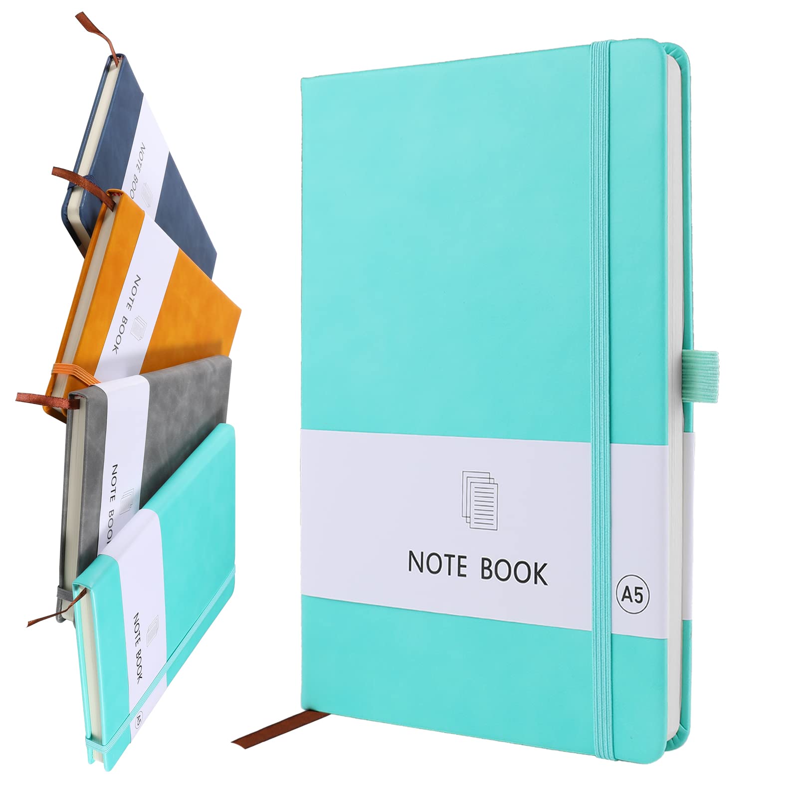 A5 Notebook, Notebook A5 Note Book Note Pad Journal Notebook A5 Notepad PU Leather Notebook for Office School Home Business Writing & Note Taking 200 Pages (100 Sheets)-Cyan