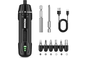 PECHAM 3.6V 2000mAh Cordless Screwdriver,Electric Screwdriver,350 RPM&5 Torque 5Nm,TYPE-C Charging, 8 Pcs Bits for Home Repairs,Portable Compact Design,Gifts for Men Him Dad Boyfriend