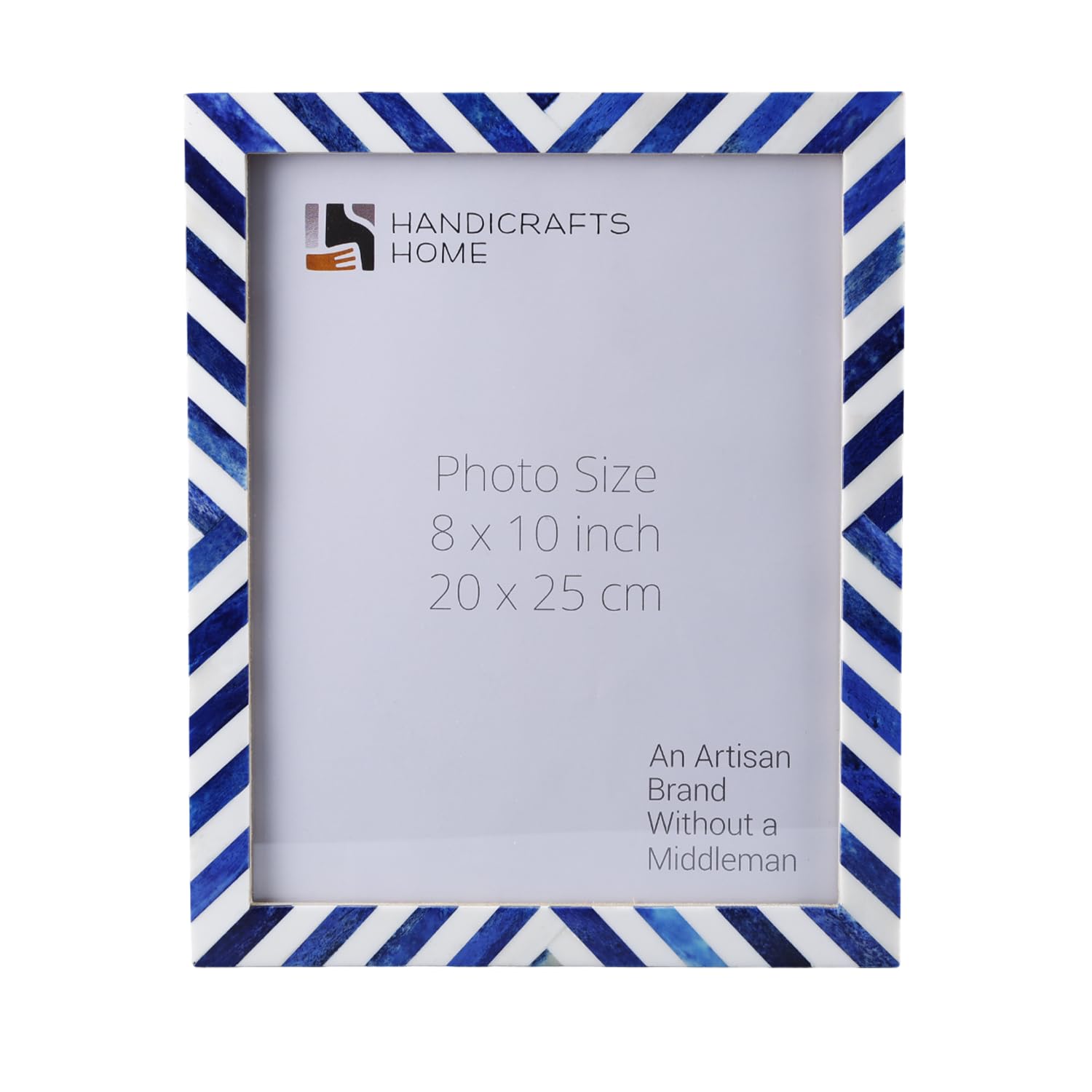 Handicrafts Home 8x10 Chevron Pattern Inspired Picture Frame -8x10 Frames for Wall Hanging & Desk Decor, Vintage Decor, Living Room & Office Decor - Picture Frame for Photos, Nursery Decor Gifts, Blue