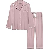 Joyaria Womens Bamboo Viscose Pajama Sets Long Sleeve Button Down Cooling Sleepwear Soft Comfortable Pj Pants Set for Women