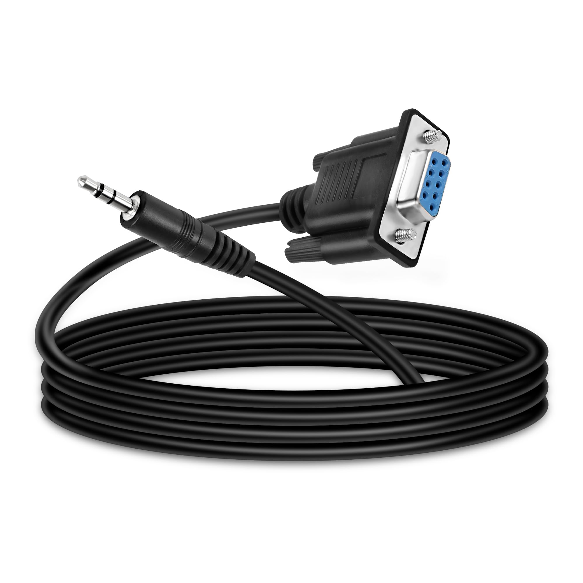 MEIRIYFA DB9 9 Pin Female to 3.5mm Male Plug Serial Cable, RS232 DB9 to 1/8 inch Serial Cable for Serial Devices of Projectors, TVs via Audio Jack - 1.8M