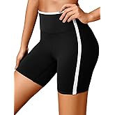 Aoysky Womens Buttery Soft Biker Shorts High Waisted Contrast Trim Workout Athletic Running Shorts