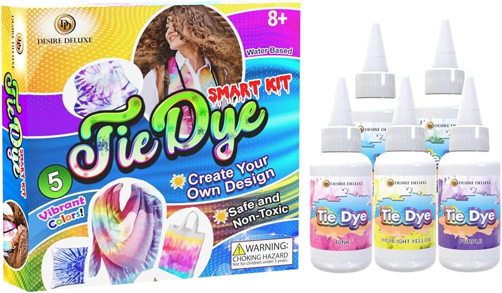 Desire Deluxe Tie Dye Kit - 5pc Vibrant Colours for Fabric Dyeing
