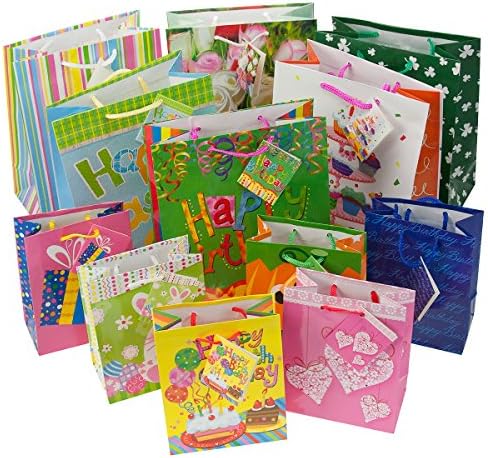 12pc Gift Bags Set Birthday Valentines Easter Halloween Bulk Small Lot Handles