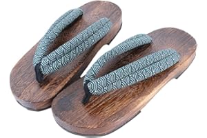 Unisex Adults Geta Sandals Japanese Wooden Clog Sandals Kimono Flip Flops Japanese Traditional Slipper for Home Beach