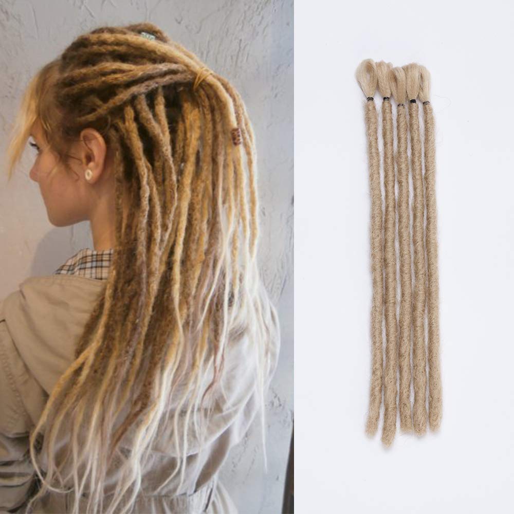5PCS Hair Braids Dreads Extensions Synthetic Braiding Hair Dreadlocks Crochet Twist Hairpiece For Women Men - Ash Blonde(Length: 12 Inch/30CM)